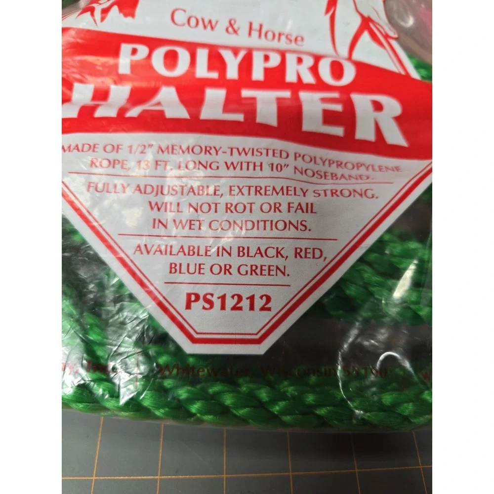 Coburn Cow & Horse Polypro Halter PS1212 Green Adjustable 13' Long 10